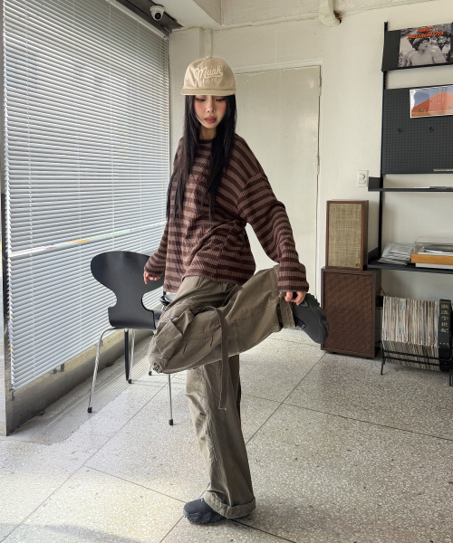 STRIPE LOOSE FIT KNIT [BROWN]