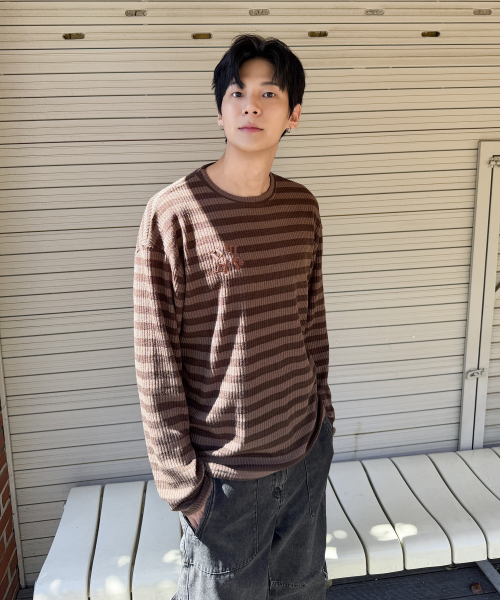 STRIPE LOOSE FIT KNIT [BROWN]