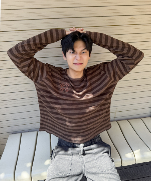 STRIPE LOOSE FIT KNIT [BROWN]