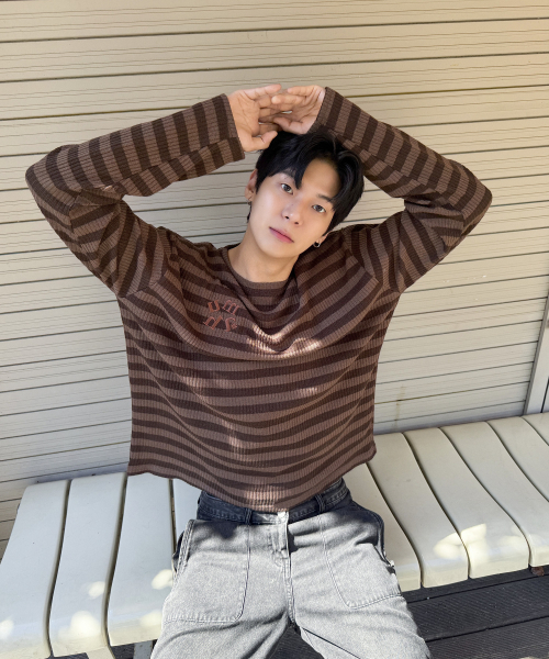 STRIPE LOOSE FIT KNIT [BROWN]