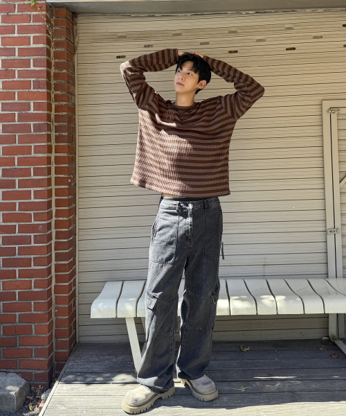 STRIPE LOOSE FIT KNIT [BROWN]