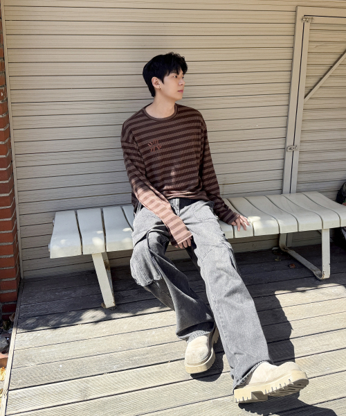 STRIPE LOOSE FIT KNIT [BROWN]