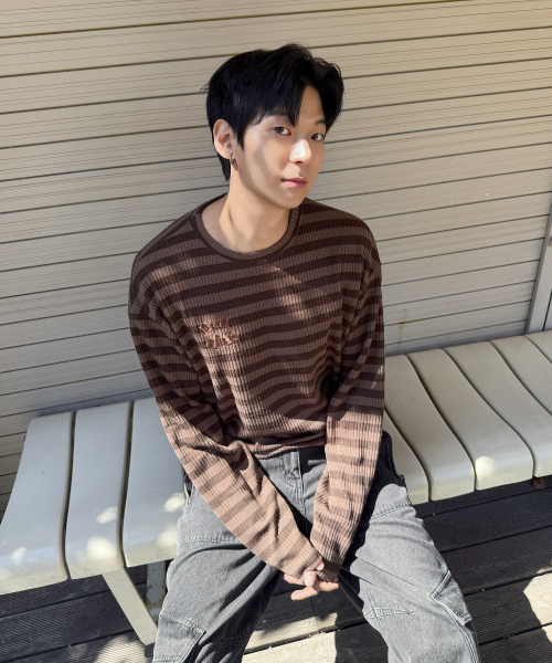 STRIPE LOOSE FIT KNIT [BROWN]