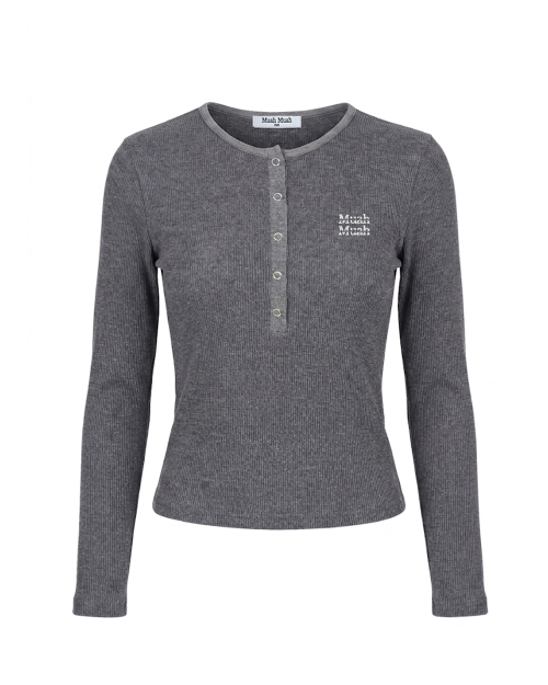 WAFFLE HENLEY NECK LONG SLEEVE [GRAY]