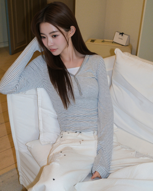 BRUSH STRIPE HOOD LONG SLEEVE [GRAY]