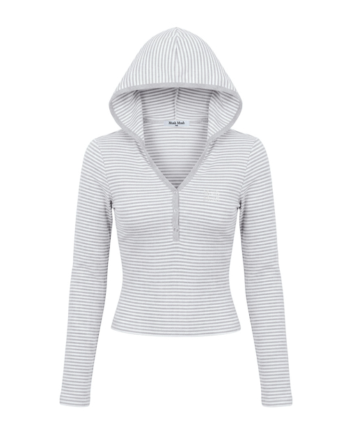 BRUSH STRIPE HOOD LONG SLEEVE [GRAY]