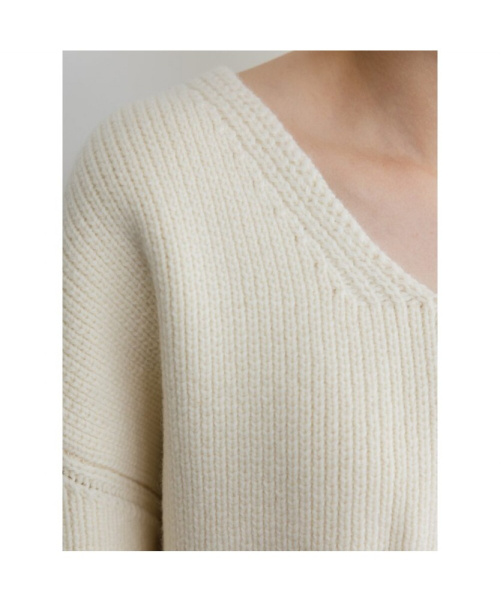 Bulky V Neck Sweater Ivory (TA5X51A040)