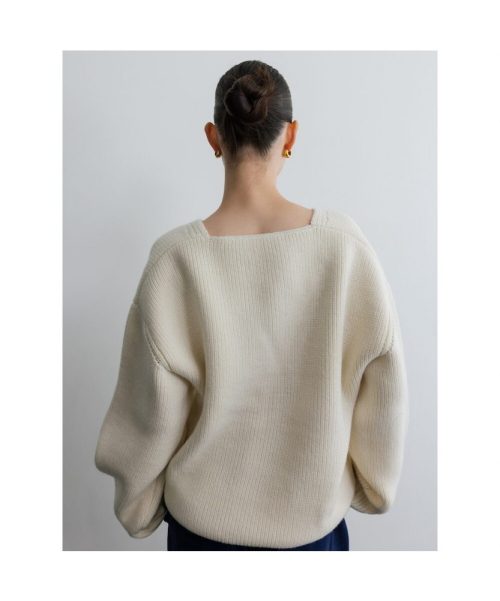 Bulky V Neck Sweater Ivory (TA5X51A040)