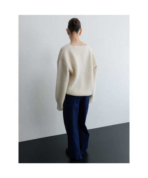 Bulky V Neck Sweater Ivory (TA5X51A040)
