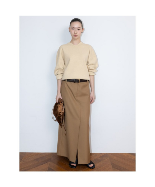 90S V Neck Knit Top Beige (TA6251A05A)