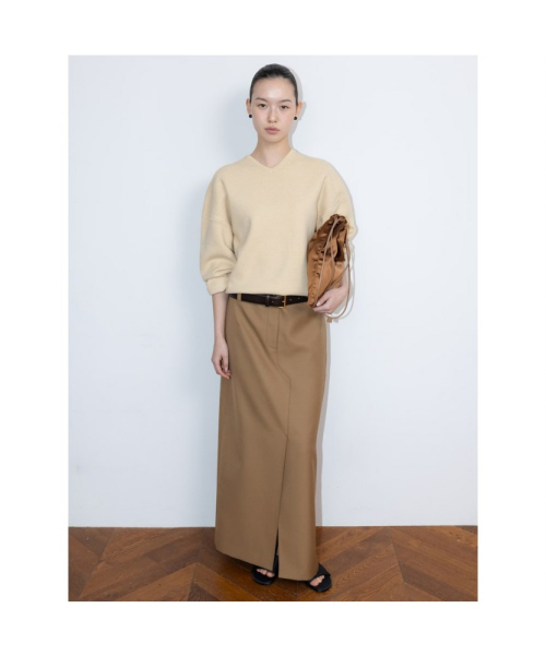 90S V Neck Knit Top Beige (TA6251A05A)
