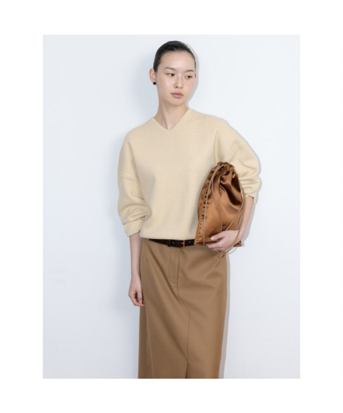 90S V Neck Knit Top Beige (TA6251A05A)