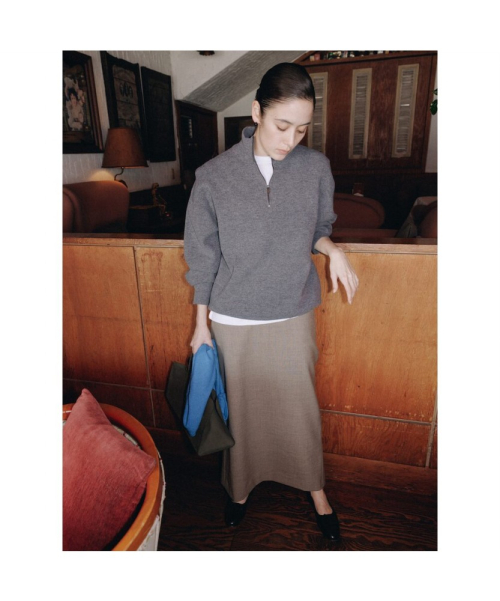 90s Quarter Zipup Knit Top Grey (TA6251A063)