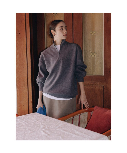 90s Quarter Zipup Knit Top Grey (TA6251A063)