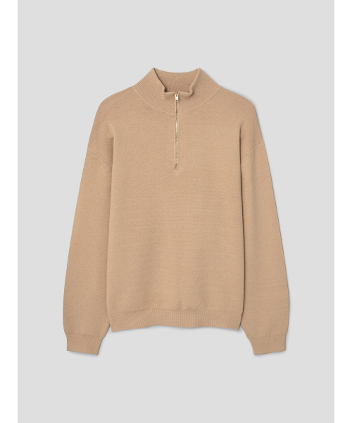 90s Quarter Zipup Knit Top Beige (TA6251A06A)