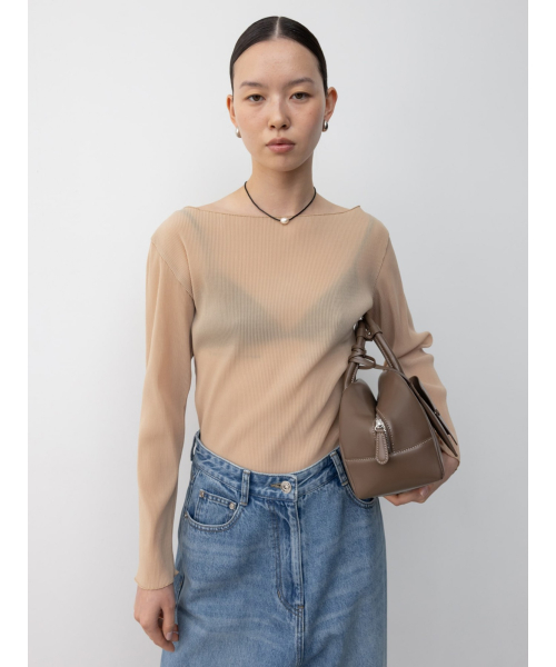 Teana Pleated Top Beige (TA6241A02A)