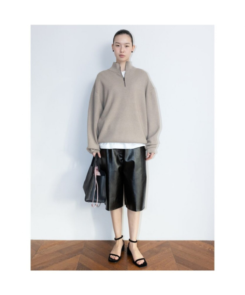 90s Quarter Zipup Knit Top Brown (TA6251A06D)