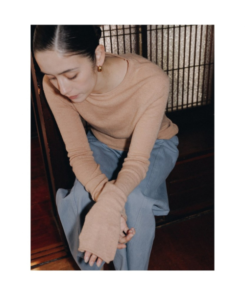 Sheer Round Knit Top Salmon Pink (TA6251A089)