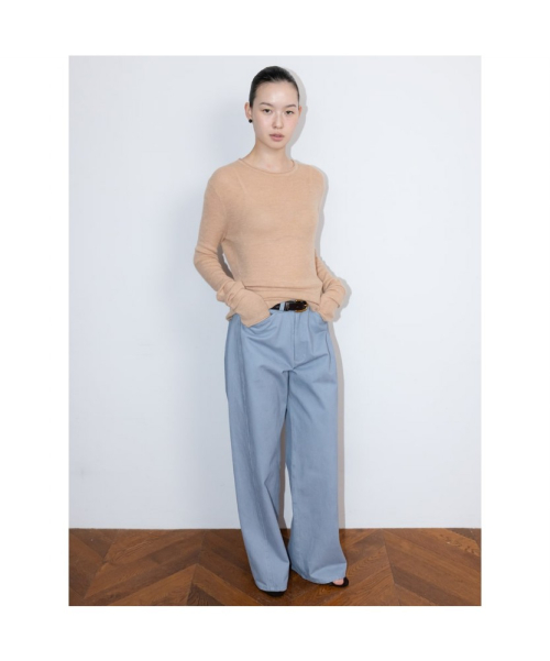 Sheer Round Knit Top Salmon Pink (TA6251A089)