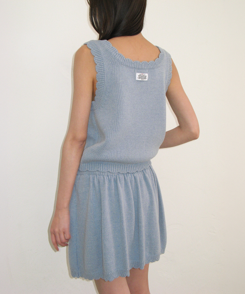 [SET] SCALLOP TRIM KNIT SLEEVELESS & SKIRT (2color)