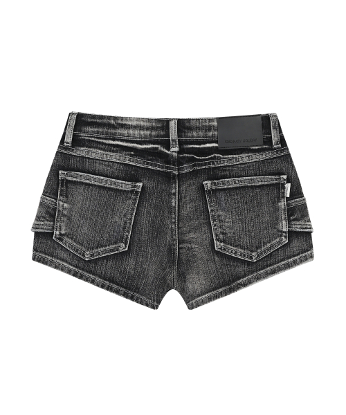 VINTAGE WASHING DENIM SHORTS [BLACK]