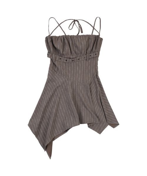 FLARE SLEEVELESS MINI DRESS [BROWN]