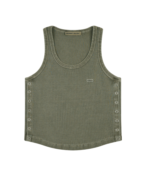 OPEN SIDE SLEEVELESS T-SHIRT [KHAKI]