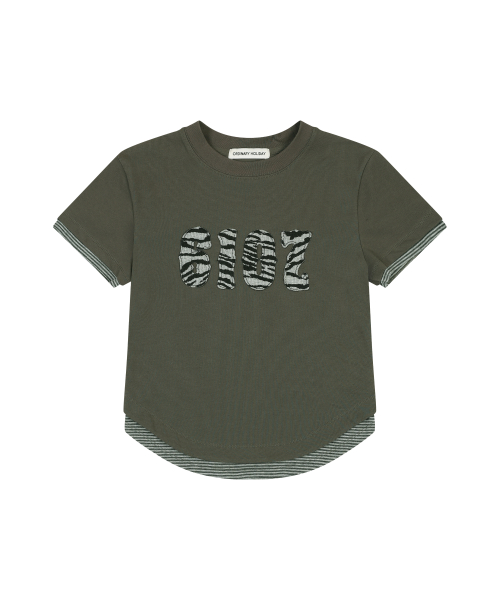 STRIPE LAYERED T-SHIRT [KHAKI]