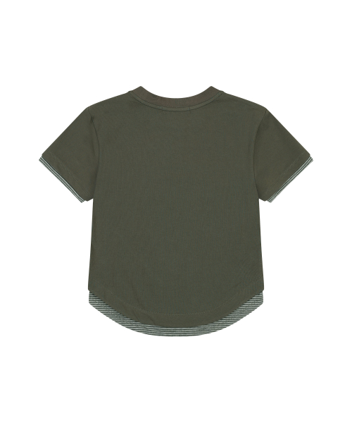 STRIPE LAYERED T-SHIRT [KHAKI]