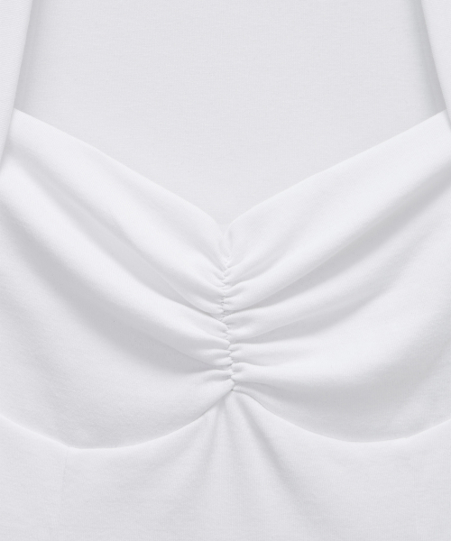 Shirring Eyelet Bolero Top (White)