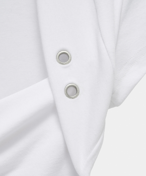 Shirring Eyelet Bolero Top (White)