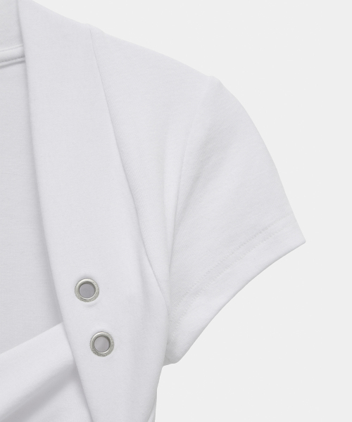 Shirring Eyelet Bolero Top (White)