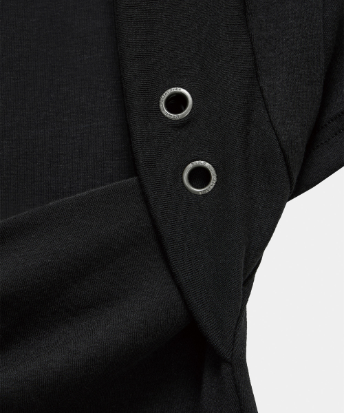 Shirring Eyelet Bolero Top (Black)