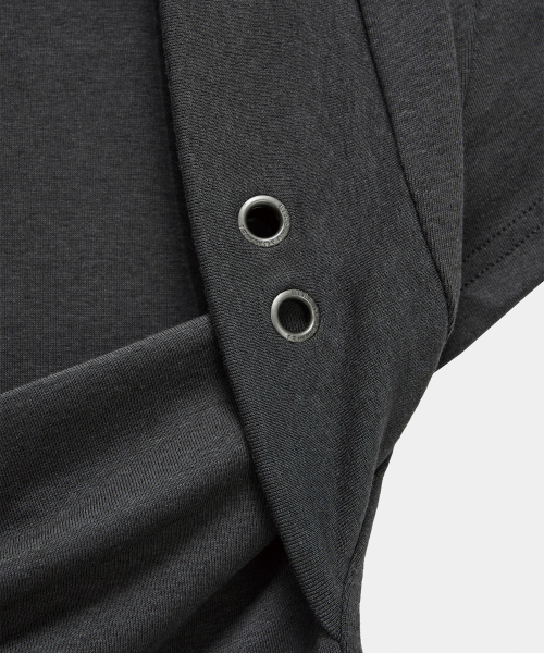 Shirring Eyelet Bolero top (Dark Gray)