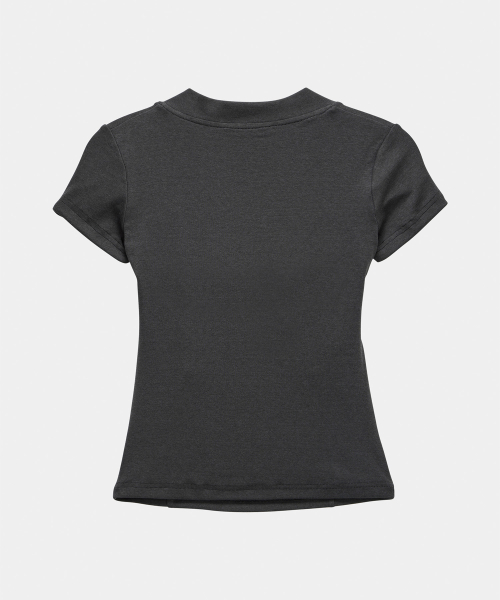 Shirring Eyelet Bolero top (Dark Gray)