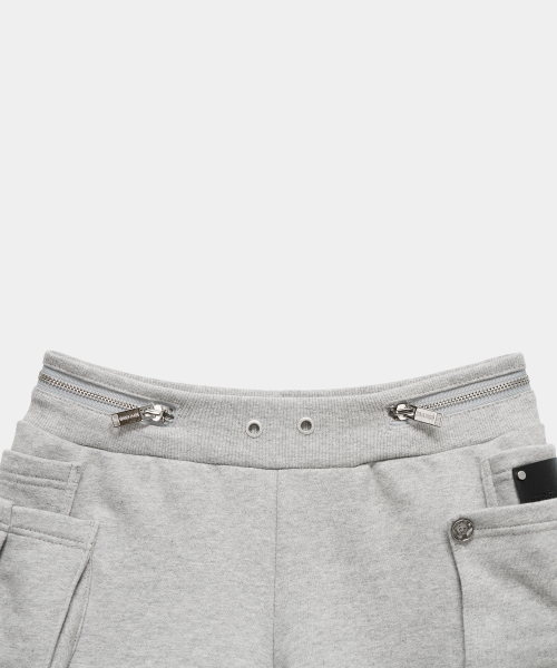 Two Zipper short pants (Melange Gray)