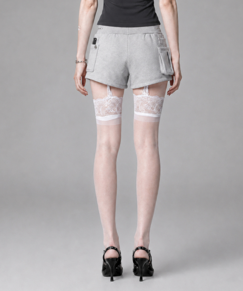 Two Zipper short pants (Melange Gray)