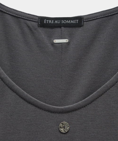 Layered Buckle Line Top (Charcoal)