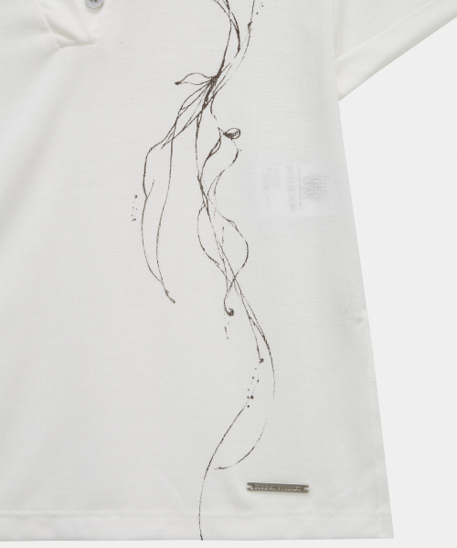 Rib Collar Roll Up Shirring Top (White)