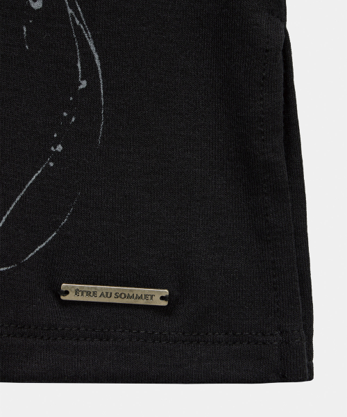 Rib Collar Roll up Shirring Top (Black)