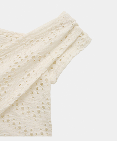 Hole Knit Layered Side Slit Top (Ivory)