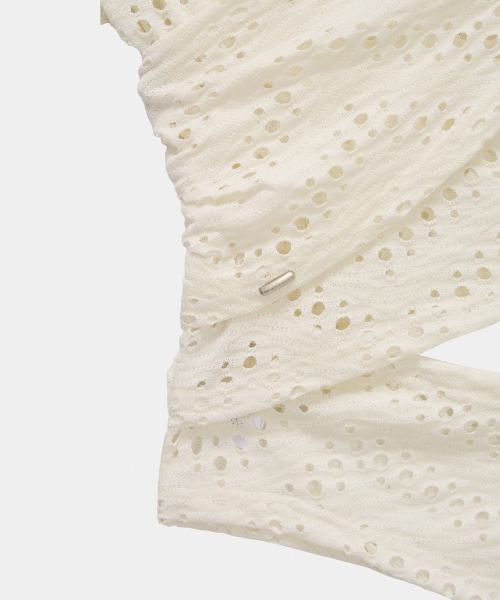 Hole Knit Layered Side Slit Top (Ivory)