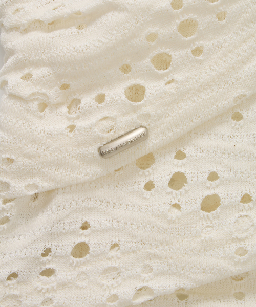 Hole Knit Layered Side Slit Top (Ivory)