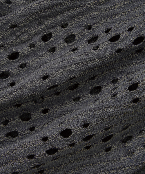 Hole Knit Layered Side Slit Top (Charcoal)