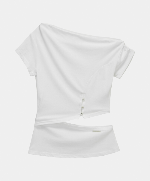 Cut-Out Open Short Sleeve (White)