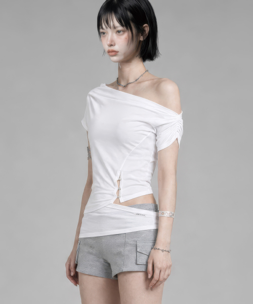 Cut-Out Open Short Sleeve (White)
