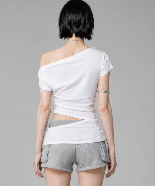 Cut-Out Open Short Sleeve (White)