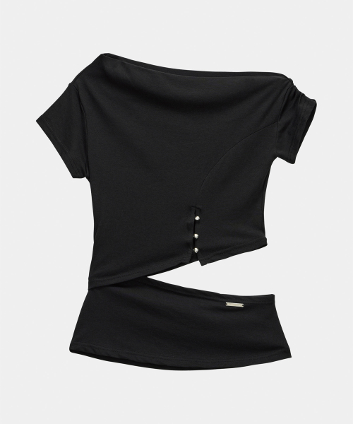 Cut-Out Open Short Sleeve (Black)