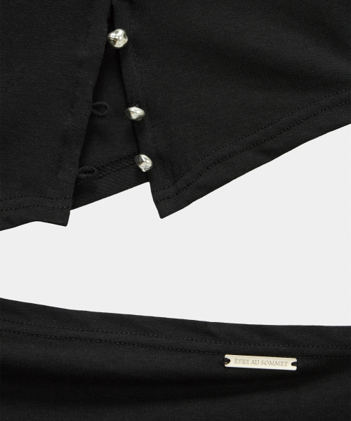 Cut-Out Open Short Sleeve (Black)