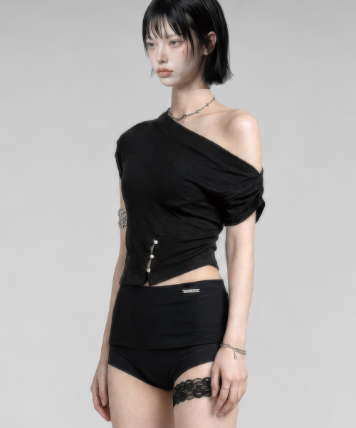 Cut-Out Open Short Sleeve (Black)